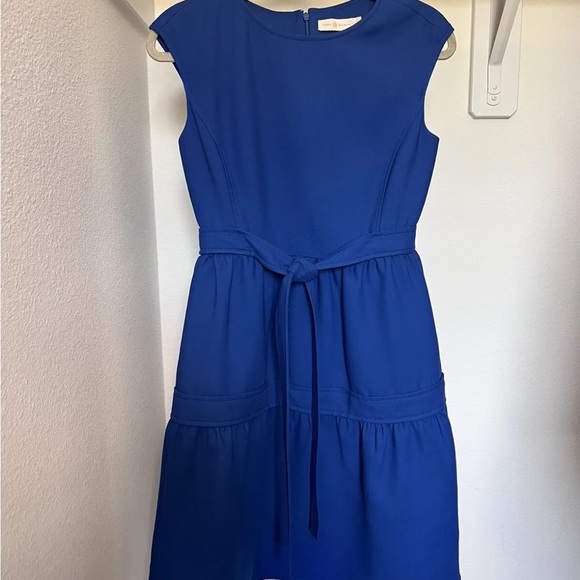 Tory Burch Blue Dahlia Dress Size 0/2 Flawless! Belted With Pockets - Picture 6 of 8